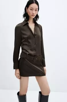 Кейт атласное платье Mango, коричневый