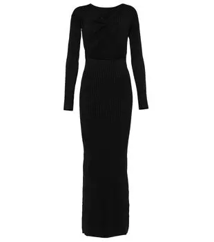 Кельвиновое платье-макси с вырезом SIR, черный