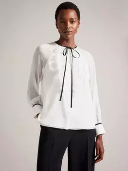 Keleih Блузка с оборками и завязками спереди Ted Baker, белый черный