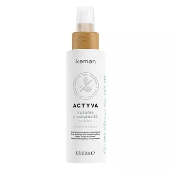 Kemon Actyva Volume And Body Bodyfying Spray с льняным семенем, антистатический эффект, без силикона, 125 мл