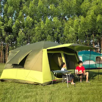 Кемпинговая семейная палатка Jingdian Guangnian фруктово-зеленого цвета для более чем 8 человек и небесно-голубого цвета