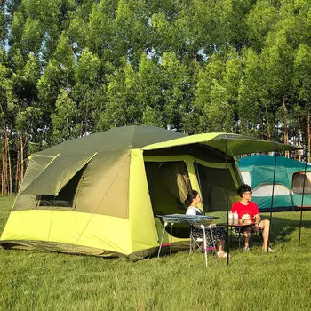 Кемпинговая семейная палатка Jingdian Guangnian фруктово-зеленого цвета для более чем 8 человек и небесно-голубого цвета