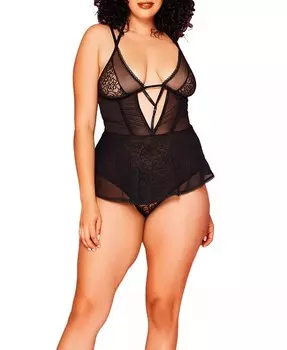 Kendal Plus Размер 1 шт. Сетчатая сорочка в стиле Тедди Hauty, черный