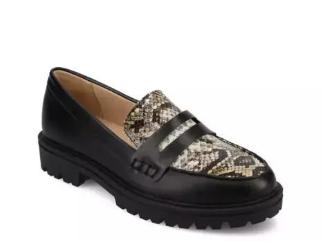 Kenly Penny Лоферы Journee, Black/Multicolor Snake Print
