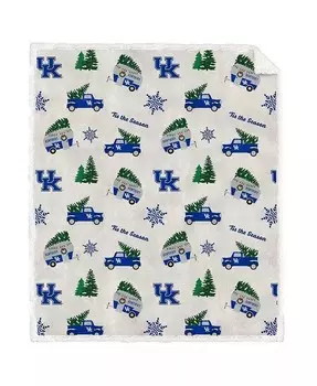 Kentucky Wildcats Holiday Truck Повторное фланелевое флисовое одеяло из шерпы размером 50 x 60 дюймов Pegasus Home Fashions, белый