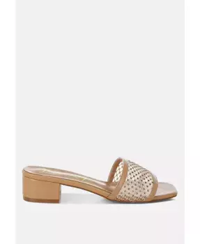 Кензиа Слипоны на каблуке с кристаллами London Rag, коричневый/бежевый