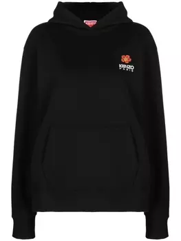 Kenzo Boke Flower cotton hoodie, черный