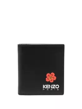 Kenzo бумажник с цветочным принтом и логотипом, черный