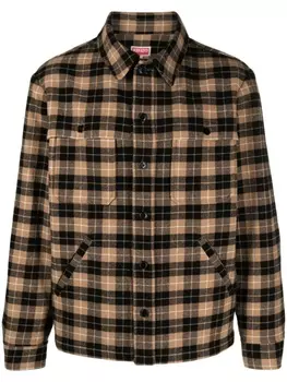 Kenzo checked button-up shirt, коричневый