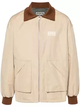 Kenzo двусторонняя куртка с нашивкой-логотипом, нейтральный цвет