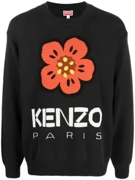 Kenzo джемпер Boke Flower вязки интарсия, черный