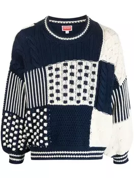 Kenzo джемпер крупной вязки со вставками, синий