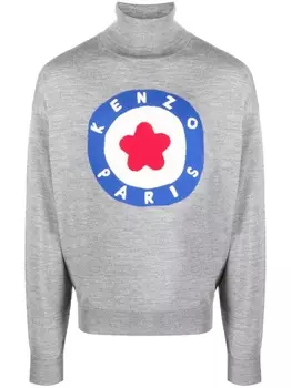 Kenzo джемпер тонкой вязки с высоким воротником, серый