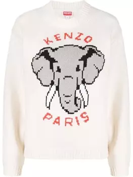 Kenzo джемпер вязки интарсия, белый
