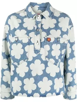 Kenzo джинсовая рубашка поло с принтом, синий