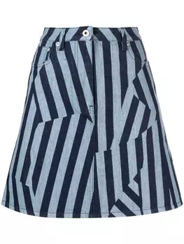 Kenzo джинсовая юбка миди в полоску, синий