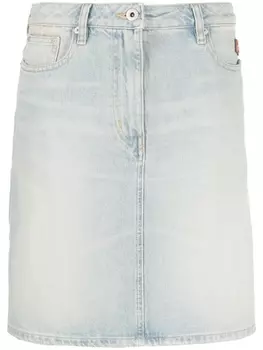 Kenzo джинсовая юбка с цветочной вышивкой, синий