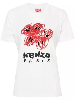 Kenzo футболка Drawn Varsity, белый