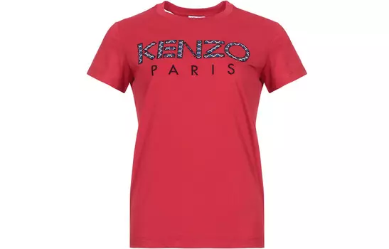 KENZO Футболка с буквенным логотипом женская, цвет «Китай» красный
