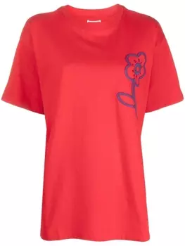 Kenzo футболка с цветочной вышивкой, красный