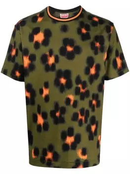 Kenzo футболка с леопардовым принтом, зеленый