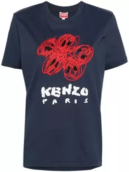 Kenzo футболка с вышивкой Boke Flower, синий