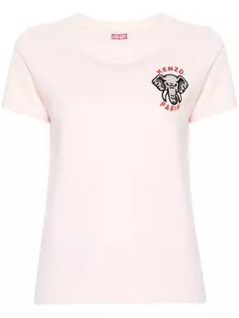 Kenzo футболка с вышивкой Elephant Crest, розовый