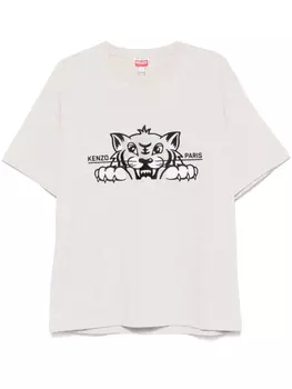 Kenzo футболка с вышивкой Happy Tiger, серый