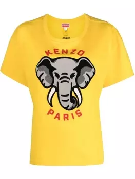Kenzo футболка с вышивкой, желтый