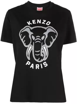 Kenzo футболка Varsity Jungle с вышивкой, черный