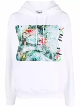 Kenzo худи с абстрактным узором, белый