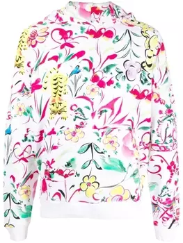 Kenzo худи с цветочным принтом и нашивкой-логотипом, белый