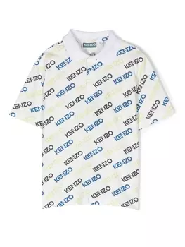 Kenzo Kids all-over logo-print polo shirt, белый