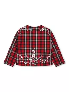 Kenzo Kids блузка Festive с цветочной вышивкой, красный