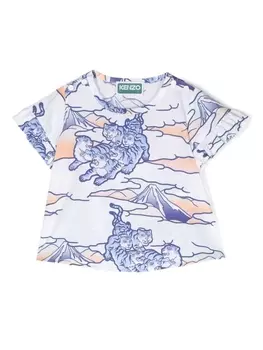 Kenzo Kids блузка с короткими рукавами и графичным принтом, белый