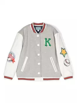 Kenzo Kids бомбер с вышитым логотипом, серый