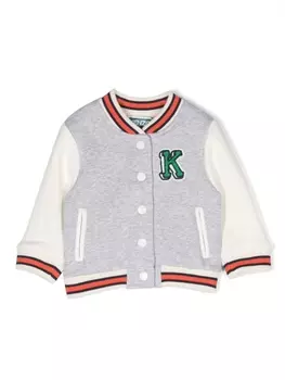Kenzo Kids бомбер с вышитым логотипом, серый
