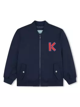 Kenzo Kids бомбер с вышитым логотипом, синий