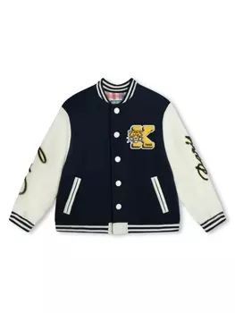 Kenzo Kids бомбер в стиле колор-блок с логотипом, синий