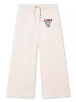 Kenzo Kids брюки с кулиской и вышитым логотипом, нейтральный цвет