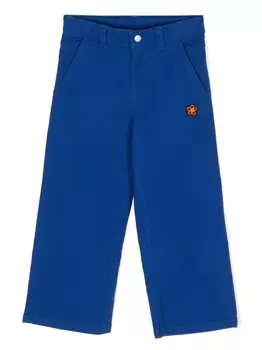 Kenzo Kids брюки с нашивкой-логотипом, синий