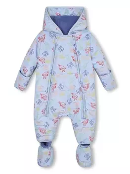 Kenzo Kids дутый комбинезон с графичным принтом, синий