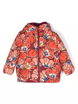Kenzo Kids двусторонний пуховик с цветочным принтом, оранжевый