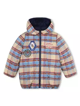 Kenzo Kids двусторонний пуховик с капюшоном, нейтральный цвет