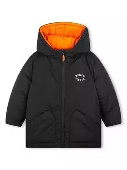 Kenzo Kids двусторонний пуховик с логотипом, черный