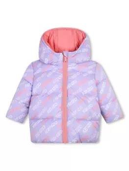 Kenzo Kids двусторонний пуховик с логотипом, фиолетовый