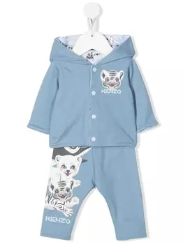 Kenzo Kids двусторонний спортивный костюм с логотипом, синий