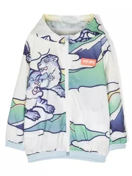 Kenzo Kids двусторонняя ветровка с графичным принтом, синий