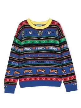 Kenzo Kids джемпер с графичным принтом, синий