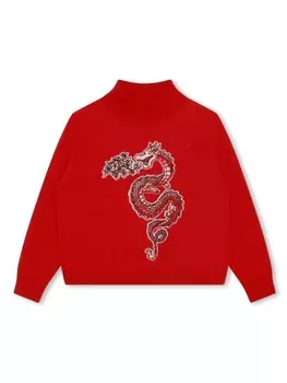 Kenzo Kids джемпер с высоким воротником и логотипом, красный